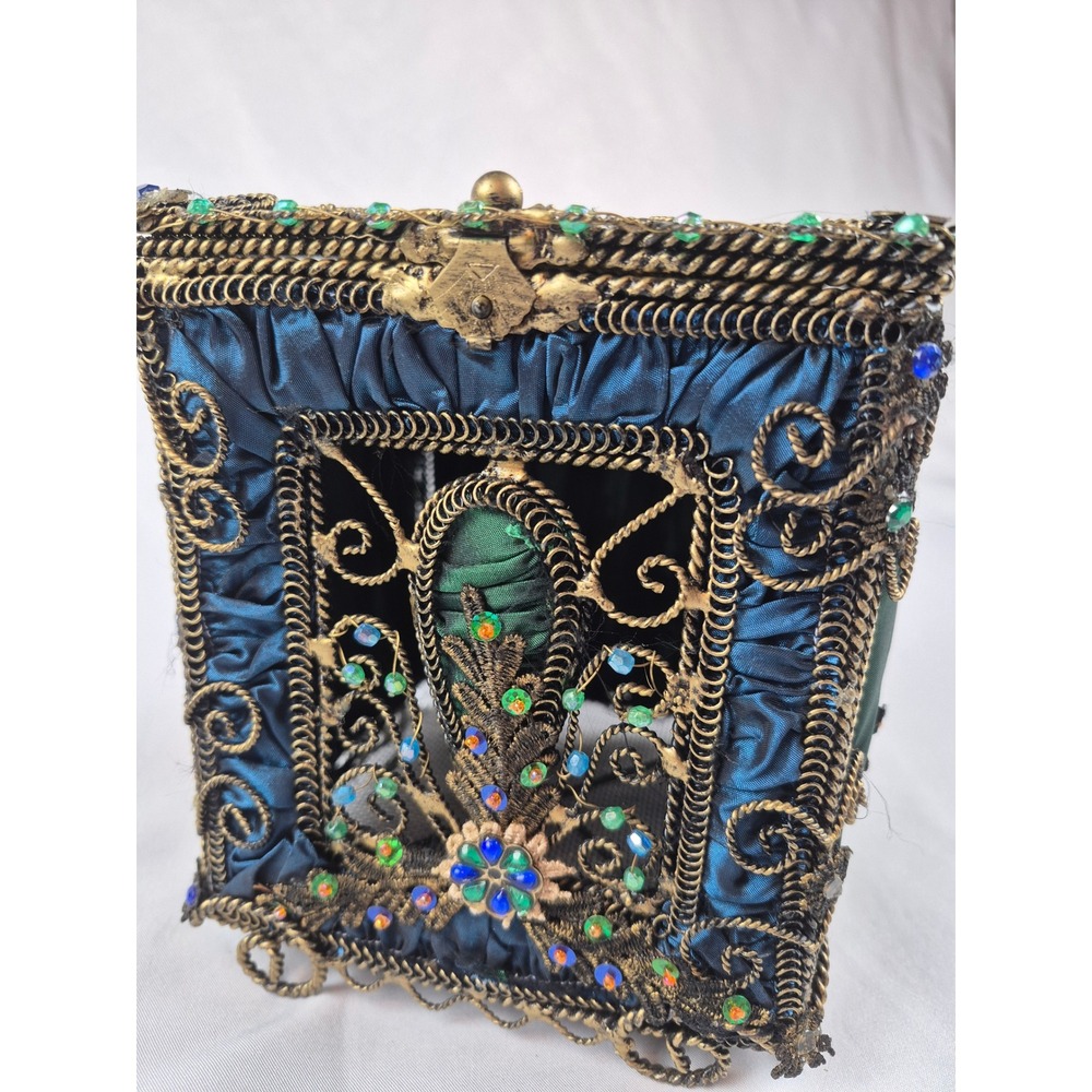 Vintage Hollywood Regency Jeweled Tissue Box Cover Filigree Vanity Bathroom Gify